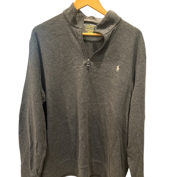 Polo Ralph Lauren Cotton Blend Sweater Mens X-Large Gray Pullover 1/4 Zip Preppy - Picture 1 of 7